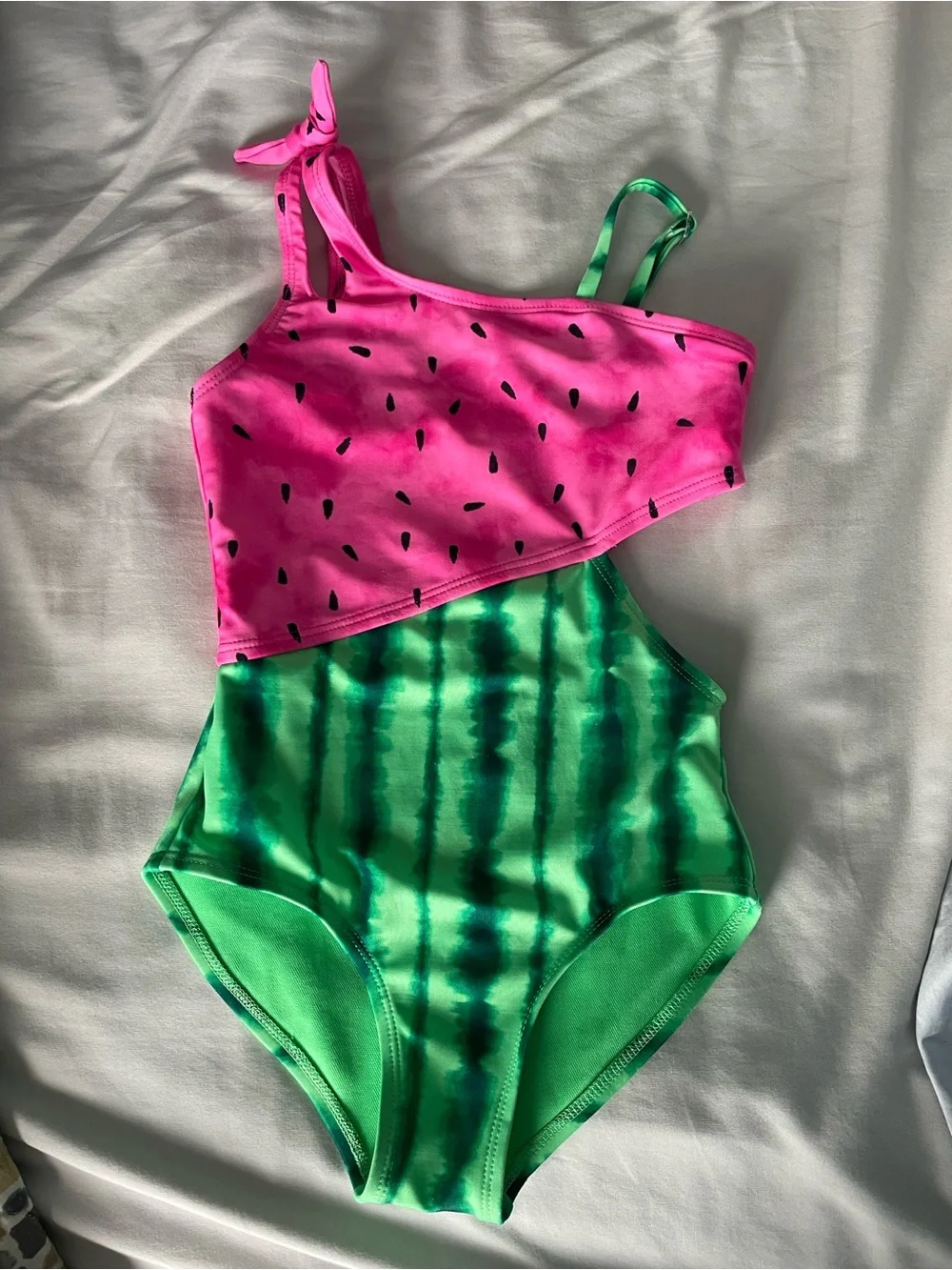 Cat & Jack Watermelon Print One-Piece Swimsuit - Pink & Green